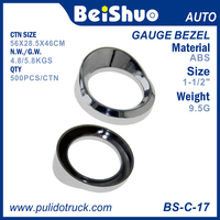 Bezel Pengukur Plastik Bulat Krom BS-C-17 1,5 Inci dengan Visor untuk Speedometer/Tachometer Kendaraan