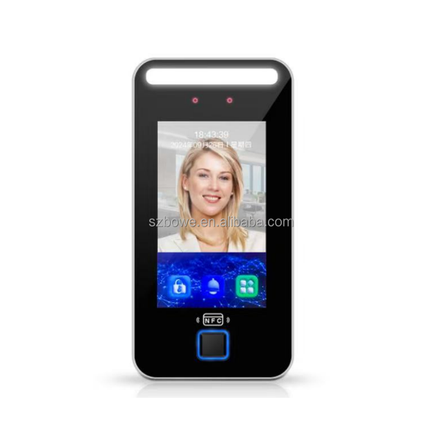 5-Inch Touchscreen Facial Recognition Door Access Control System Night Vision Fingerprint Temperature Measurement Face Reader