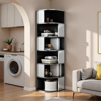 Étagère d'angle de rangement pour salon moderne, étagère à livres en bois blanc d'angle