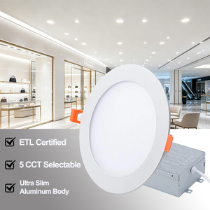 Panel de Luz LED Empotrable Redondo de 4/6 Pulgadas, 9W 12W, Aluminio Moderno, IP44, 5CCT 3000K-4000K, Marco Delgado, Antideslumbrante, para Interiores - Product Image 1