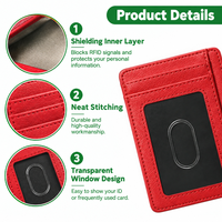Portefeuille fin en cuir PU avec blocage RFID personnalisé, fenêtre transparente pour carte d'identité, emplacements multiples pour cartes, étui minimaliste pour cartes de crédit
