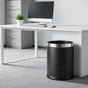 Luxury Hotel PP Trash Can <b>Double</b> Layer Hidden Bag Eco-Friendly Waste <b>Bin</b> Black Office Commercial Garbage Can Indoor/Outdoor - Product Image 2