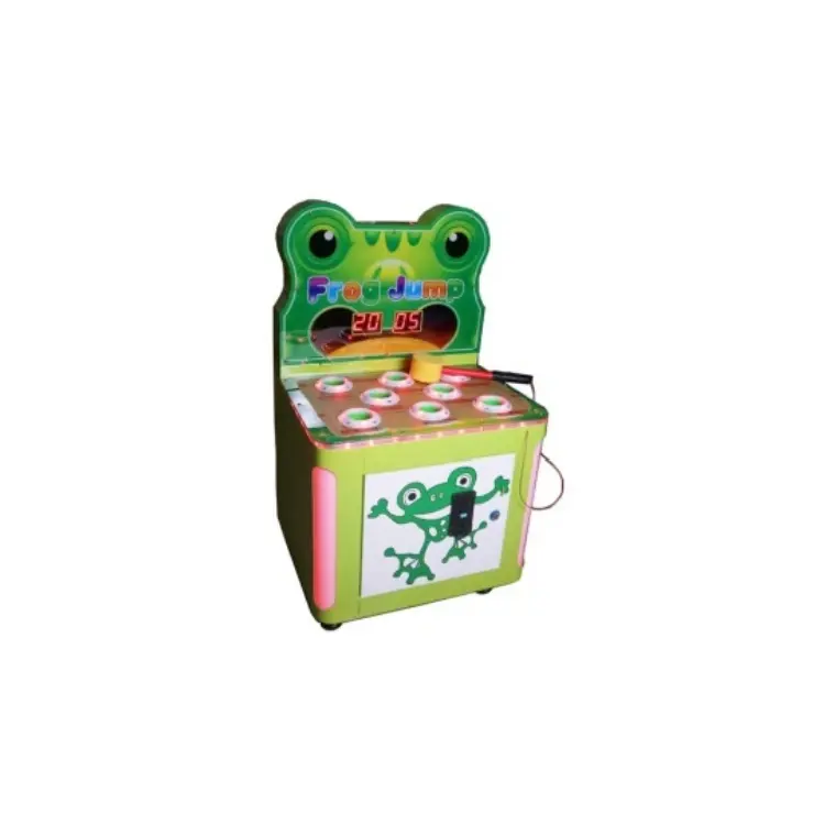 Çocuklar ve yetişkinler için çılgın kurbağa jetonlu oyun makinesi Hit çekiç atlama fasulye itfa oyunu