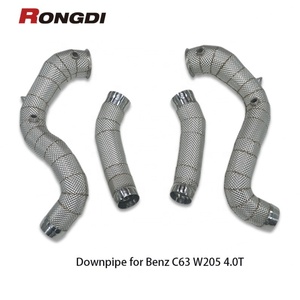 Rongdi 304 SS 1.5มม. ท่อลงแข่งหนาสำหรับ Mercedes-Benz C63S C63 W205 AMG M177 4.0T พร้อมเกราะป้องกันความร้อน - Product Image 1