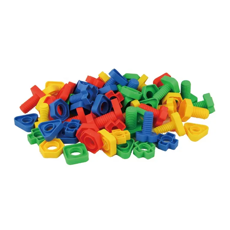潜在的な工場カスタム保証品質のナットとボルトビルディングブロック初期の教育玩具PEプラスチック202〜4年、5〜7年
