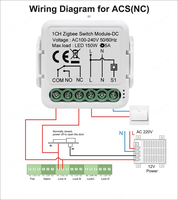 Tuya aplikasi hidup pintar, kontak kering Zigbee Relay Switch modul 1 saluran DC 12/24V AC 100-240V bekerja dengan Alexa Google Home