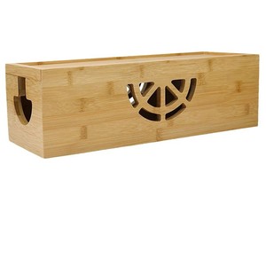 Caja de almacenamiento de bambú para la gestión de cables de escritorio con estación de carga para teléfonos y tabletas - Product Image 5