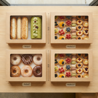 Boîte en papier kraft pour boulangerie, pâtisserie, gâteau, beignets, biscuits, macarons, desserts, à emporter, emballage écologique avec fenêtre