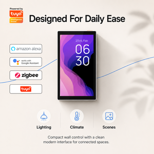 Interrupteur intelligent Zigbee WiFi Android Matter avec écran tactile 5 pouces, 2 prises, contrôle vocal et par application, pour maison et hôtel - Product Image 1
