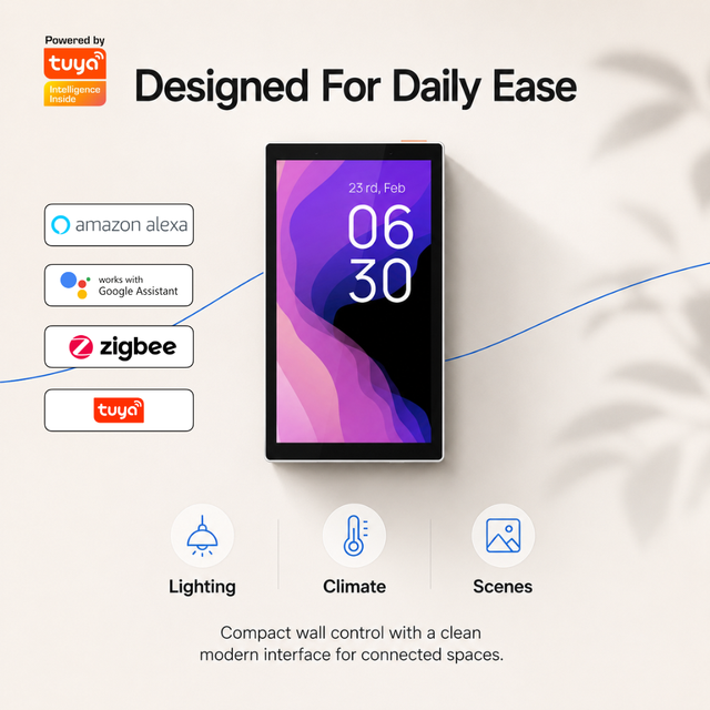 Tuya Zigbee WiFi Android Electric Voice Scene Switch Automation Wall Mount 5 Inch Touch Screen Home Smart Light Switch Panel