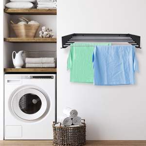 Séchoir mural pliable Vonia XXL en acier allié et aluminium pour intérieur et extérieur - Séchoir à linge compact 100 x 50 cm - Gain de place - Montage mural - Product Image 6