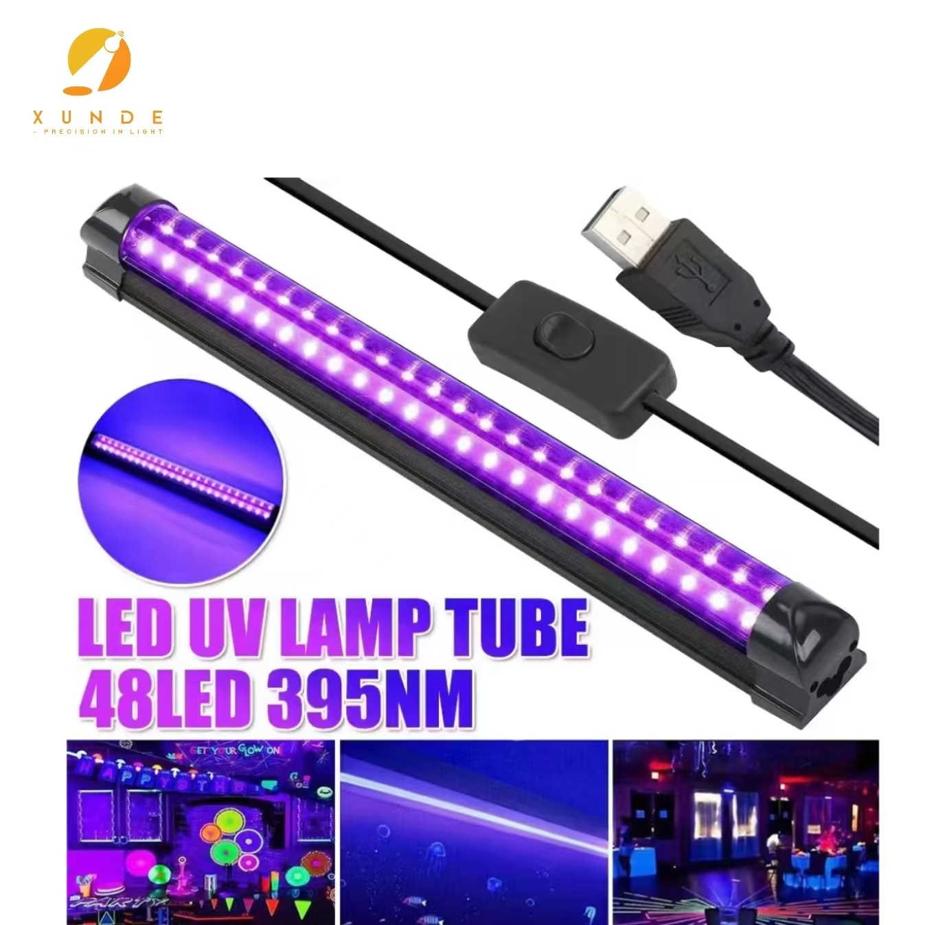 10W T8 LED UV Lamp Tube 48 Led 395nm Uv Black Light Bar Cured Fluorescent Stage Background Light