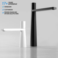 Grifo de Baño Geométrico Minimalista, Grifo Mezclador Monomando de Latón Sólido para Lavabo Sobre Encimera