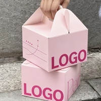 Boîte à gâteau en papier kraft personnalisée avec poignée, écologique, recyclable, emballage de dessert pour anniversaire, fromage, chocolat