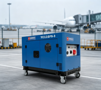 Générateur diesel silencieux portable 11 kW 12 000 W max, groupe électrogène V-Twin AVR 25 L 1800 tr/min 230 V 400 V 50 Hz, remorque 200 A, efficacité 91 %