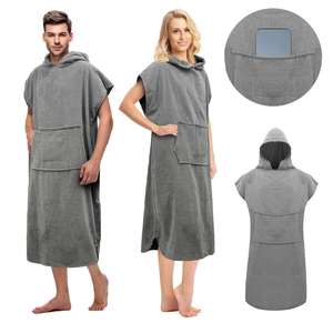 Serviette Poncho à Capuche Personnalisée Écologique pour Adulte, Séchage Rapide, Anti-Sable, pour Plage, Natation, Bain, Robe de Change en Coton – Vente en Gros - Product Image 1