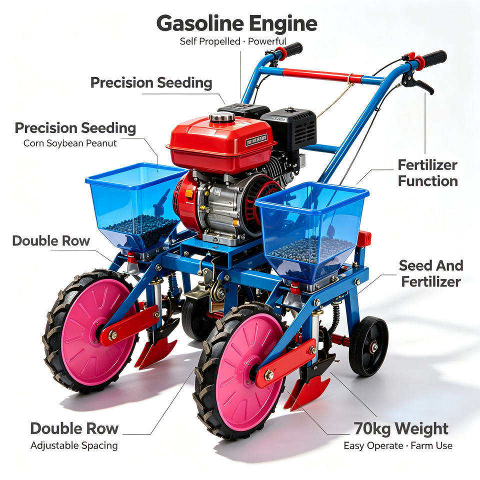 Gasoline Engine Corn Planter Self Propelled Double Row Seeder for Farm ...