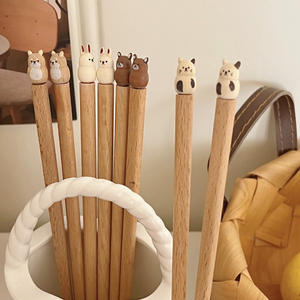 18cm dùng một lần sồi gỗ đũa tre dễ thương Shiba Inu gấu thỏ mèo Flatware cho trẻ em của bên - Product Image 1