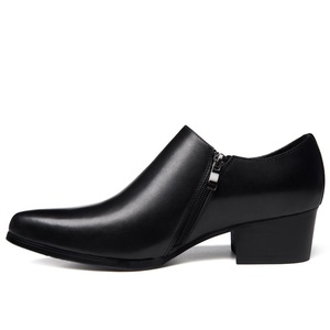 Nouvelles chaussures pour hommes à talons hauts et bout pointu, en cuir de vachette pleine fleur, tendance, rehaussantes - Product Image 5