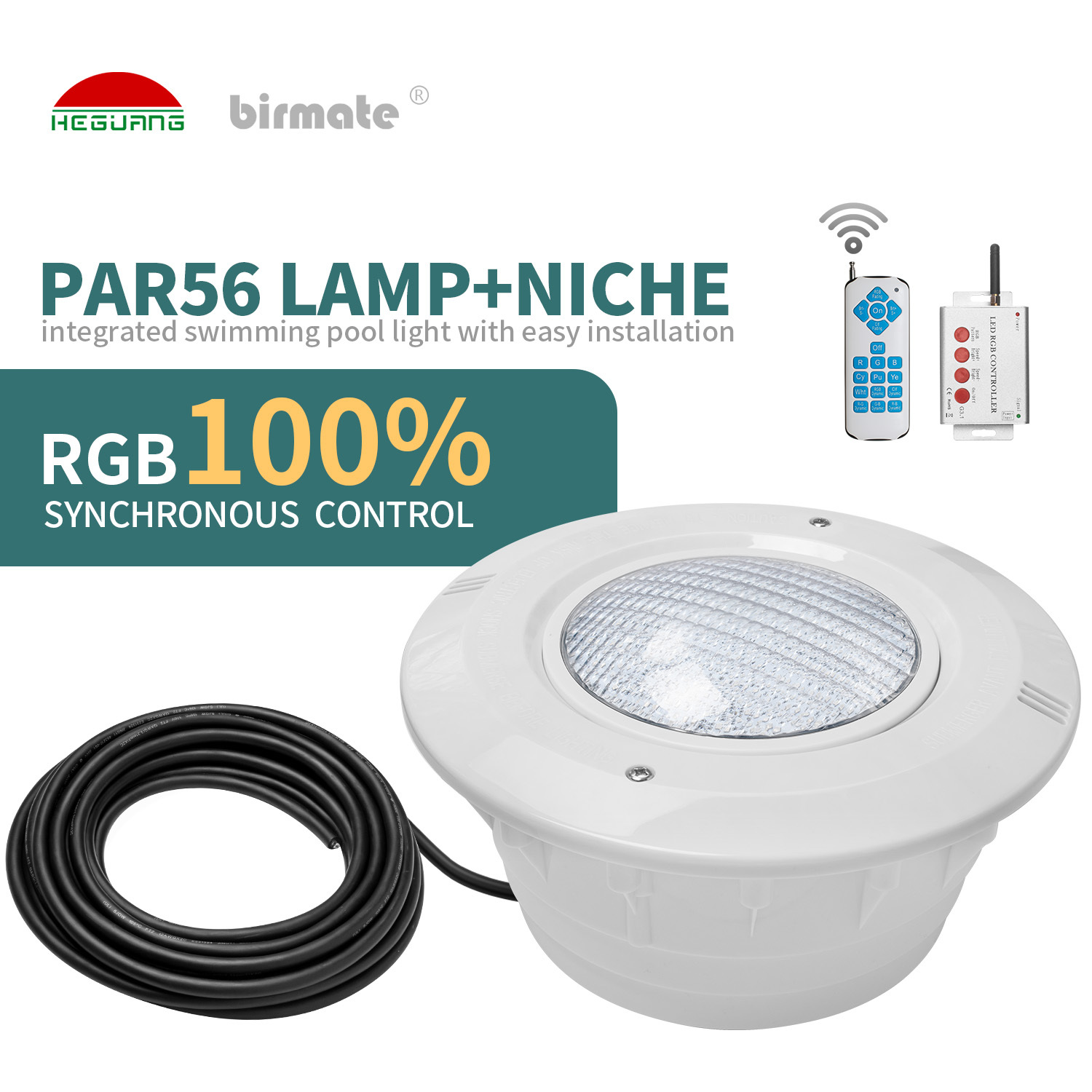 PAR56 POOL LIGHT 15W RGB Synchronous Control PC Plastic Material LED Swimming Pool Light With Lighting Fixtures