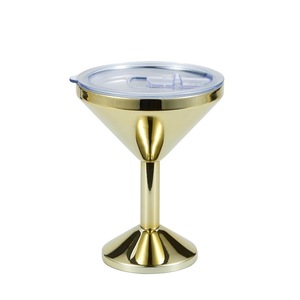Tazza da Cocktail diretta in fabbrica Margarita Party doppia parete in acciaio inossidabile calice 280ml/8oz logo personalizzato tazza di vino colorata con coperchio - Product Image 4