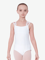 Leotardo de Ballet morado claro para niñas, sin mangas, alto elástico, encaje, hombro, entrenamiento de baile, rendimiento y traje de práctica