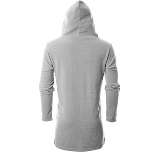 OEM Factory Customization <strong>Mens</strong> Long Sleeve Draped Lightweight Open Front Longline Hooded <strong>Cardigan</strong> - Product Image 4