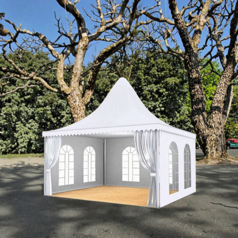 TENTCHO Peaked Roof Event Marquee Tent White Gazebo with Arch Windows ...