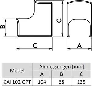 Courbe/courbure 90 coin intérieur (CAI 102-Opt) système de canaux en PVC blanc <span class=keywords><strong>Optima</strong></span> 102 Opt climatisation/pompes à chaleur 1/<span class=keywords><strong>2</strong></span> "tuyau - Product Image 2