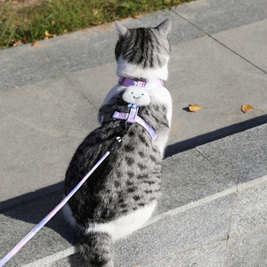 Cat Leash Vest Style <b>Adjustable</b> Fabric Small Pet Harness Chest <b>Strap</b> For Kitten Walking Outdoor Use - Product Image 2