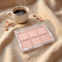 Boîte à fards à paupières en acrylique transparente à 6 compartiments avec couvercle rabattable pour blush/enlumineur, emballage cosmétique personnalisé