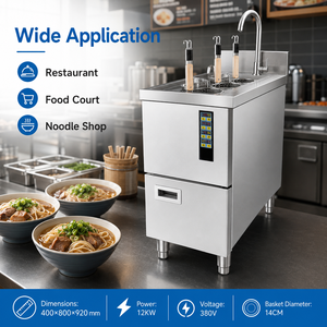 Cocedor de Fideos Eléctrico Comercial de 3 Cabezas con Elevación Automática y Control Preciso de Temperatura - Product Image 6