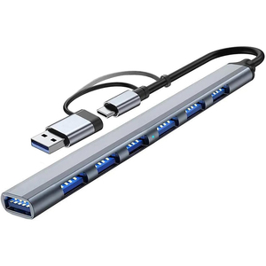 Hub USB et USB-C 7 en 1 en aluminium avec <span class=keywords><strong>station</strong></span> d'accueil USB 3.0, adapté aux ordinateurs portables <span class=keywords><strong>MacBook</strong></span> <span class=keywords><strong>Pro</strong></span>, PS5 - Product Image 1