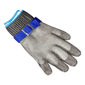 新款不锈钢手套长臂防切割5级绿色重型工作手套