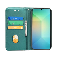 Casing Dompet Kulit PU Magnetik Lipat untuk Samsung A26 25 24 A23 22 A18 17 16 A15 14 13 A07 dengan Tempat Kartu dan Penyangga