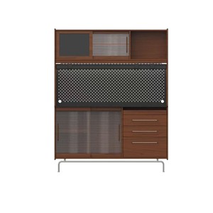 Aparador alto de madera maciza con compartimentos de almacenamiento para bar y comedor - Product Image 5