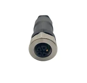 SVLEC waterproof electric L code female round plug M12 connector for automation power wiring cable connection