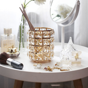 European Crystal Glass Nail Storage Box Acrylic Manicure Tool Organizer Pen Container Cosmetic <b>Brush</b> Holder Desk Display - Product Image 3