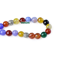 Chapelet en pierre naturelle Agate 10mm, 128 perles colorées taillées avec queues métalliques – Fabricant professionnel de Tasbih