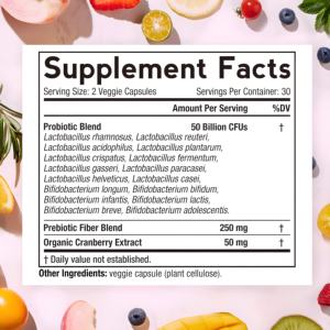 Oem Odm Private Label Women's Probiotic Capsules with Cranberry to Support Digestion, <strong>Probioticos</strong> Vaginales Supplements - Product Image 3