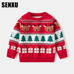 Automne Coton O-Neck Noël <span class=keywords><strong>Renne</strong></span> Intarsia Anti-Pilling <span class=keywords><strong>Pull</strong></span> <span class=keywords><strong>Pull</strong></span> Tricoté pour Garçons - Product Image 1