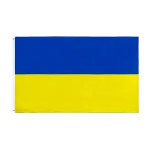 Nouveaux matériaux en gros Emballage individuel 3 * 5FT Drapeaux ukrainiens rectangulaires de haute qualité avec œillets en laiton