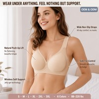 Soutien-gorge sans fil invisible pour femme avec support en gel, larges bretelles, push-up, bonnet complet, contrôle des graisses latérales, usage quotidien, ODM