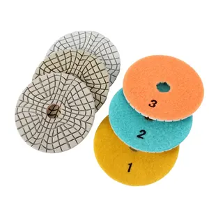 100mm nouvelle formule <span class=keywords><strong>blanc</strong></span> résine 3 étapes tampons Tampons de <span class=keywords><strong>Polissage</strong></span> Flexibles En Diamant pour toutes les pierres et quartz, outils abrasifs - Product Image 2