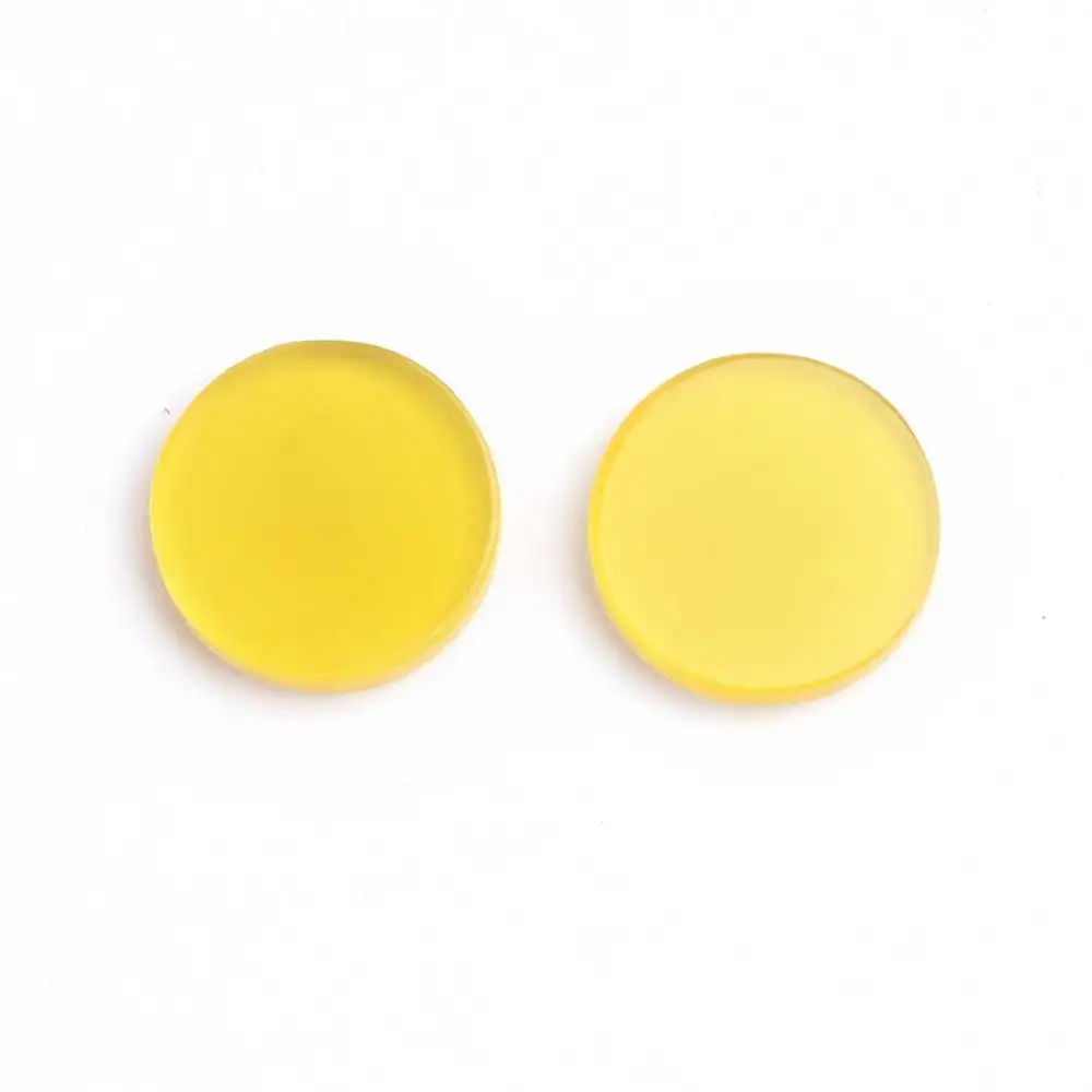 Natural Yellow Chalcedony 12MM Flat Smooth Round Shape Loose Gemstone Cabochon Chalcedony Stone for Jewelry Making