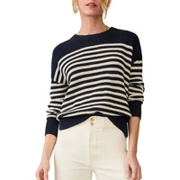 Pull en tricot épais rayé à col rond pour femme, en coton doux, idéal pour les tenues quotidiennes et les boutiques, vente en gros, personnalisable, OEM/ODM