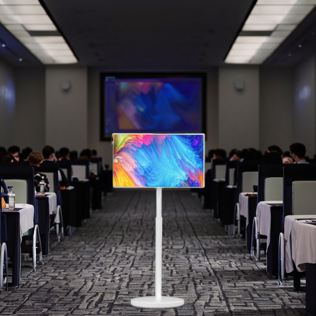 32-Inch Portable Smart TV Monitor Touchscreen LED Display with Stand and Wheels Mobile Office Standing Touch Screen