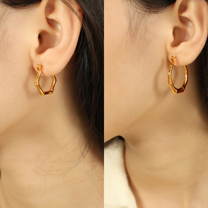 Geometric Titanium Steel <b>Cuff</b> <b>Earrings</b> Gold Silver Hexagon Shape Fashion Commuter Jewelry Lightweight Luxury Design - Product Image 4