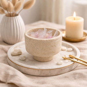 Portavelas Redondo de Travertino Beige NANWEI, Recipiente para Velas de Té de Piedra Natural Porosa, para Mesa de Comedor, Decoración del Hogar - Product Image 3