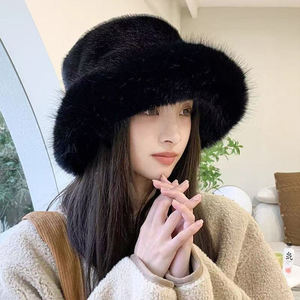 Women's <b>Ladies</b> Party Warm Soft Fluffy Thick Solid Hot Pink Orange Green Faux <b>Fur</b> Bucket <b>Hat</b> Winter Fox Fishing Ski Casual - Product Image 1